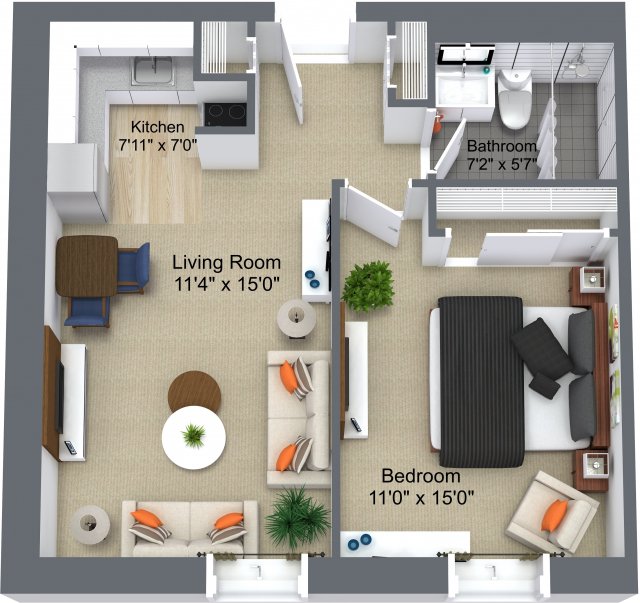 One bedroom layout